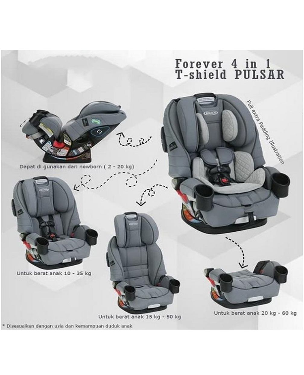 CARSEAT GRACO 4EVER 4IN1 GREY